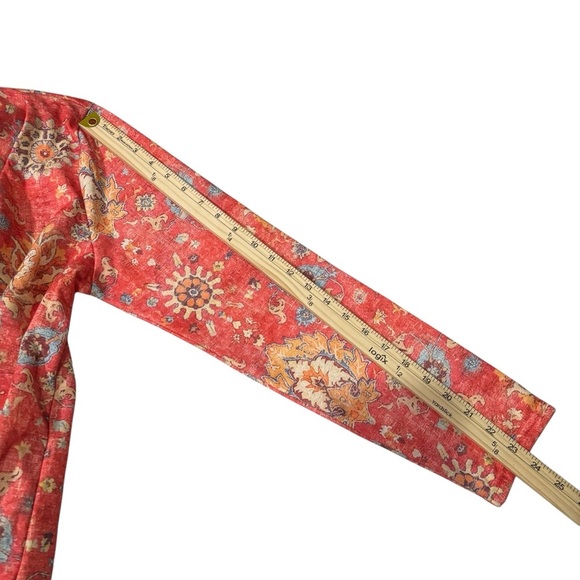 Boho Chic Floral V-Neck Top XXL Multicolor Long Sleeve Pullover Bohemian Blouse - Picture 15 of 15